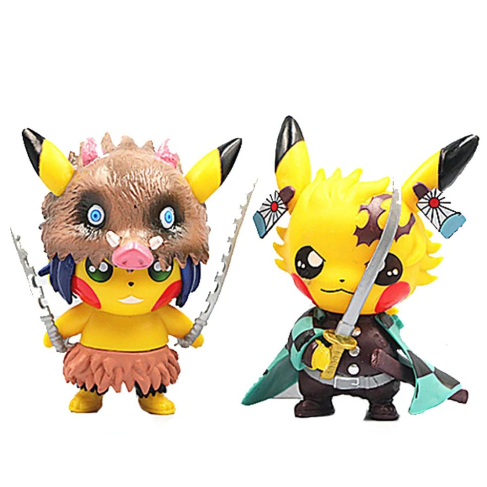 مجموعة شخصيات الرسوم المتحركة المكونة من 4 قطع: شخصيات بيكاتشو كوسبلاي شيطان القاتل من مادة PVC مجموعة ألعاب هدية عيد ميلاد للأطفال #3