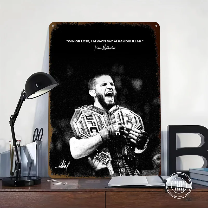 Islam Makhachev Champion Printed Poster Customized Wall Art Retro Vintage Metal Tin Signs for Bedroom Decorations Wand Deko Home