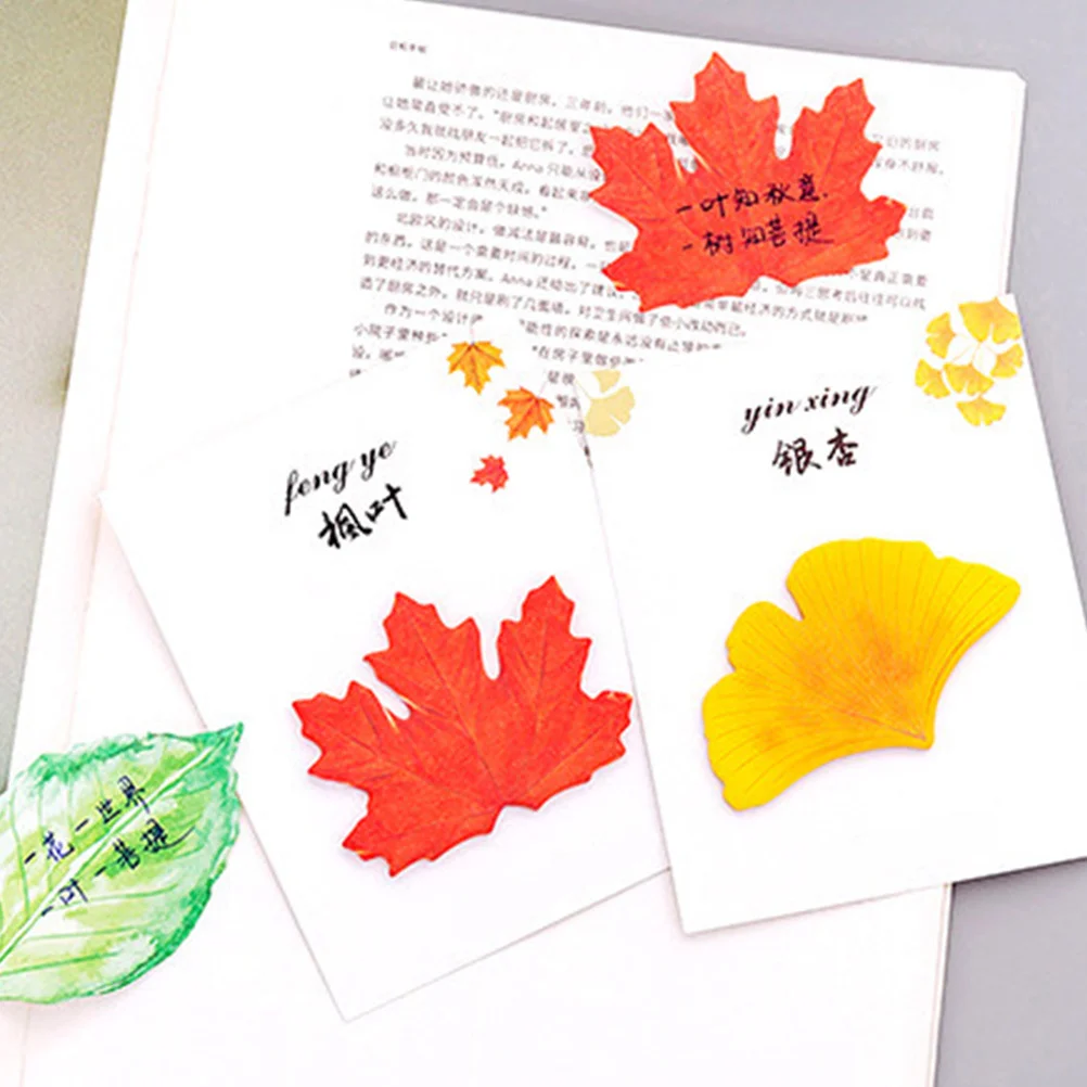 4Pcs 단풍잎 메모 패드 스티커 자기 접착제 크리 에이 티브 오피스 학교 용품 노트 알림 패드 학생 문구