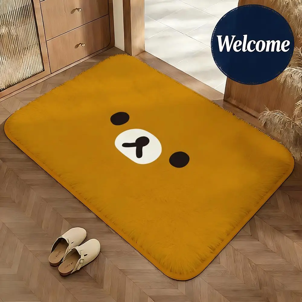 Weiche Flanell-Bodenmatte mit Rilakkuma-Motiv, rutschfeste, saugfähige Fußmatte für Badezimmer, Schlafzimmer, Heimdekoration, Teppich – Detail 8