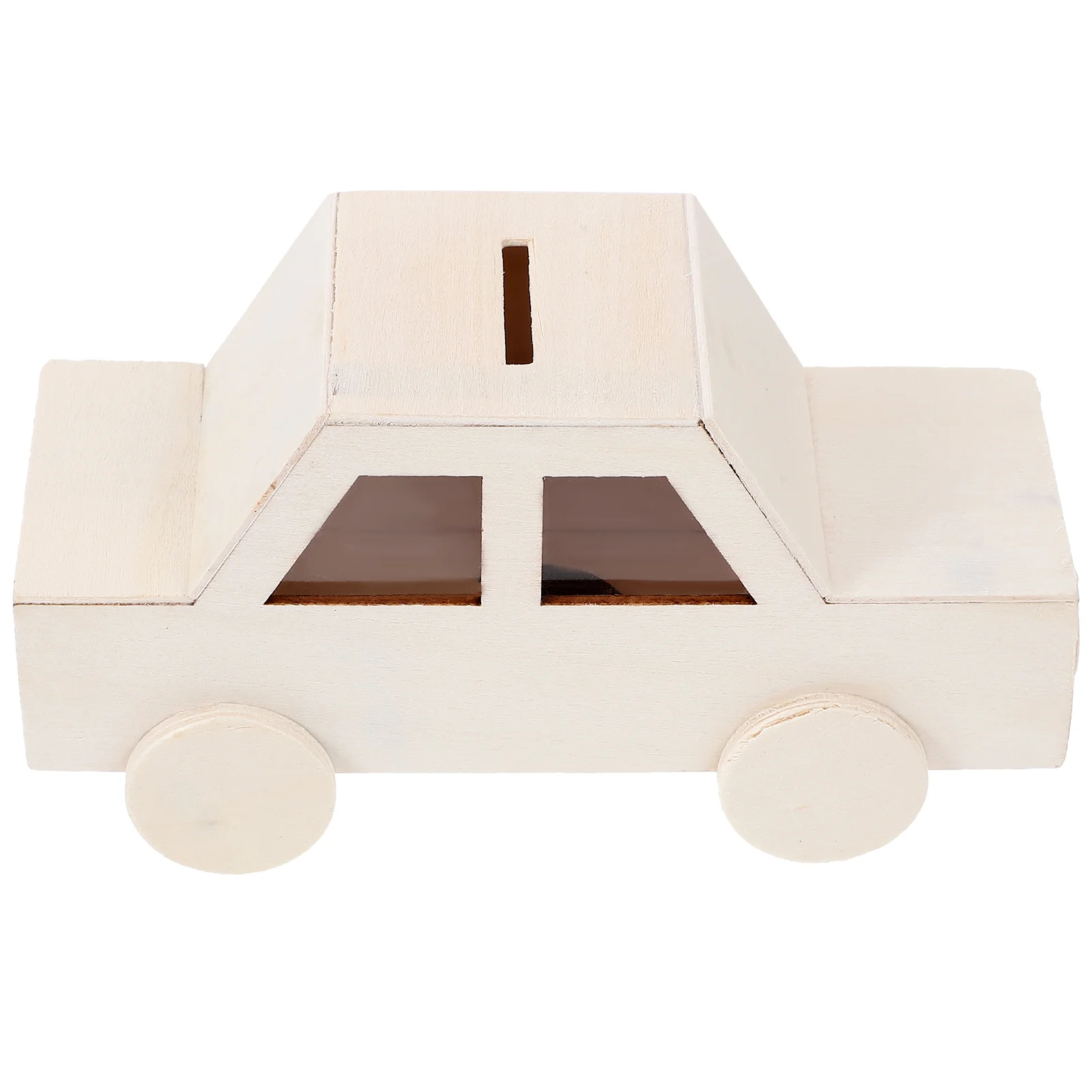 Handmade DIY Wooden Car Piggy Bank Blank Snowflake Mud Mold for Crafts Multi-function Money Boxes Coins