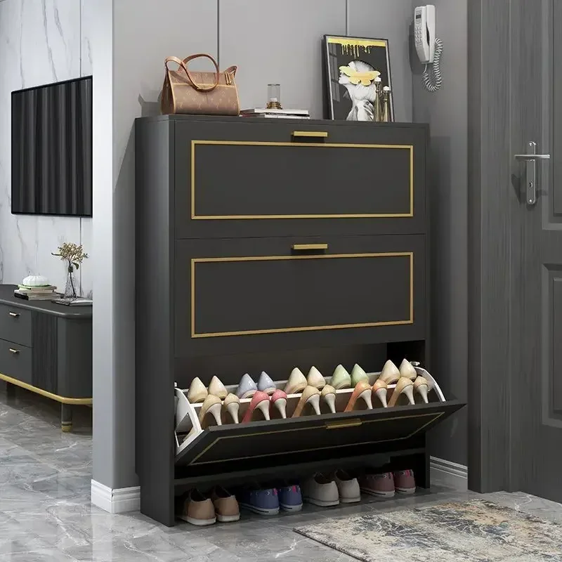 Light Luxury Shoe Cabinet Ultra-thin Large Men Shelf Shoe Cabinets Door Multilayer  Entryway Furniture