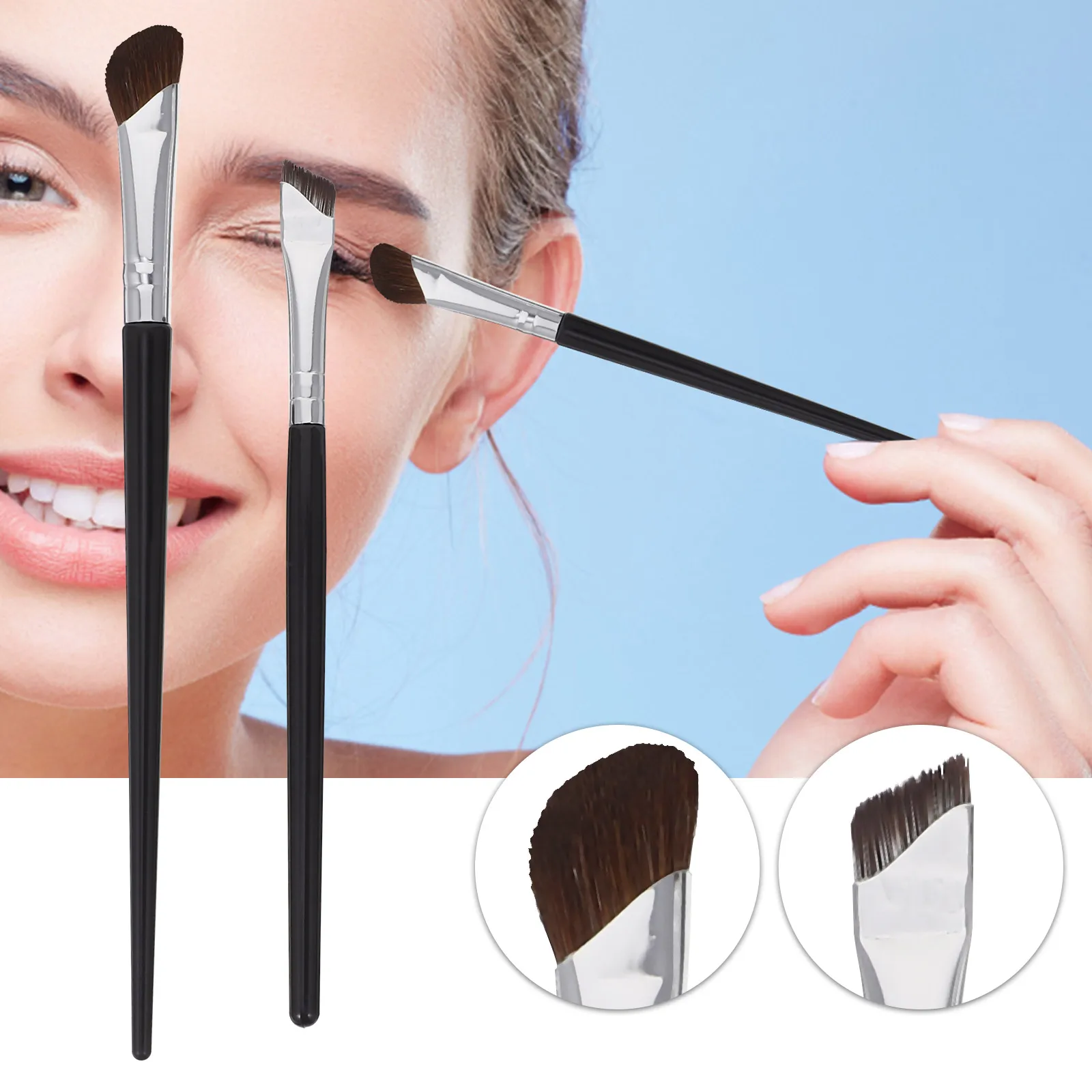 4 個の眉毛ブラシ斜めメイクブラシアイライナー眉の輪郭を定義するための細い先端のアイライナーアプリケーターツール柔らかい肌に優しいセット