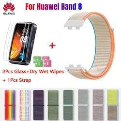 Correia de nylon com protetor de tela, Filme e alça para Huawei Band 8, Película protetora