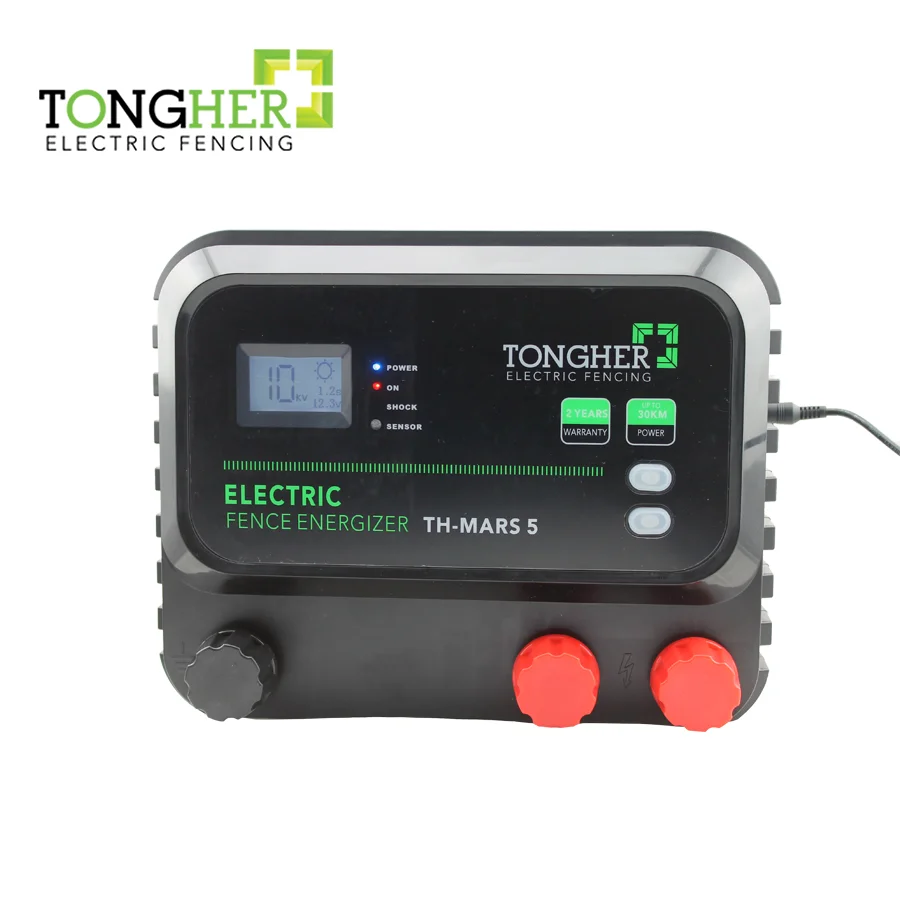 Tongher 2 Joules Electric Fence Energizer for 15km Farm/pasture or Animals Solar Powered/DC