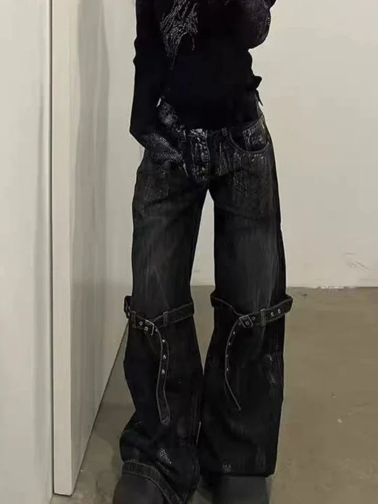 

American Vintage Street Straight Loose Jeans for Women 2025 Summer New Wide Leg Pants Y2k High Waist Lace Up Denim Pants