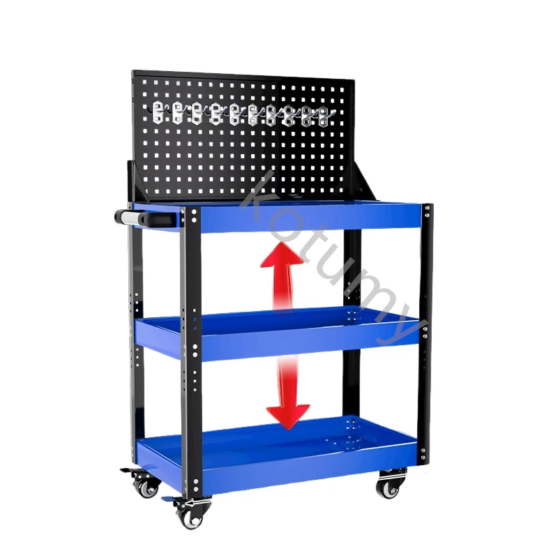 Mechanical Workshop Tools with Wheels Three Layers Mobile Storage Trolley Shelf Toolbox Car Beauty Tool