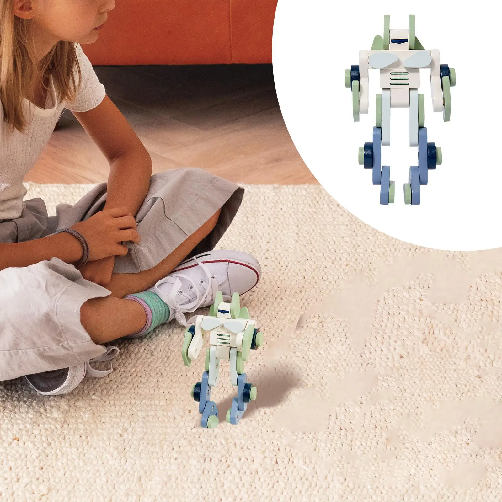 

Wooden Robot Assembly Toy Transforming Toys, Hands on Ability DIY Wood Crafts Assembly Toy for Travel Birthday Gift