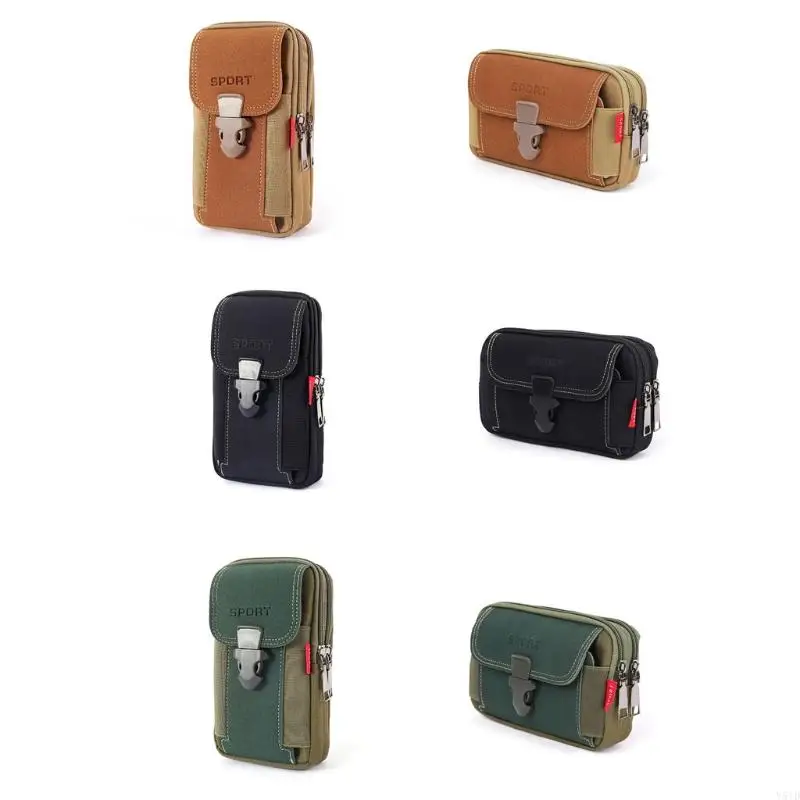 

Y51D Vintage Canvas Waist Bag Belt Loop Holster Carry Phone Wallet for Case