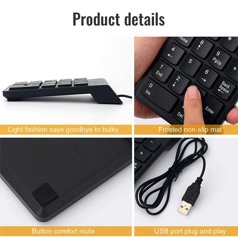 Universal USB Wired Keyboard Mini 18 Keys Digital Number Keypad for Laptop Desktop PC Computer Numpad