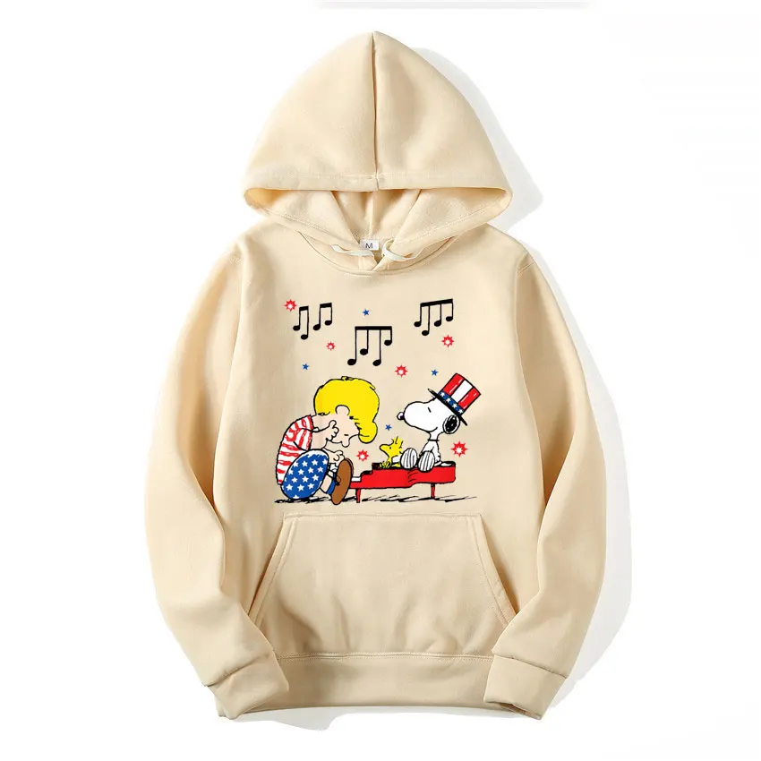 Peanuts Schroeder and Snoopy Men Hoodie Cartoon Fashion Women Oversized Sweatshirt Tops Spring Autumn Couple Pullover