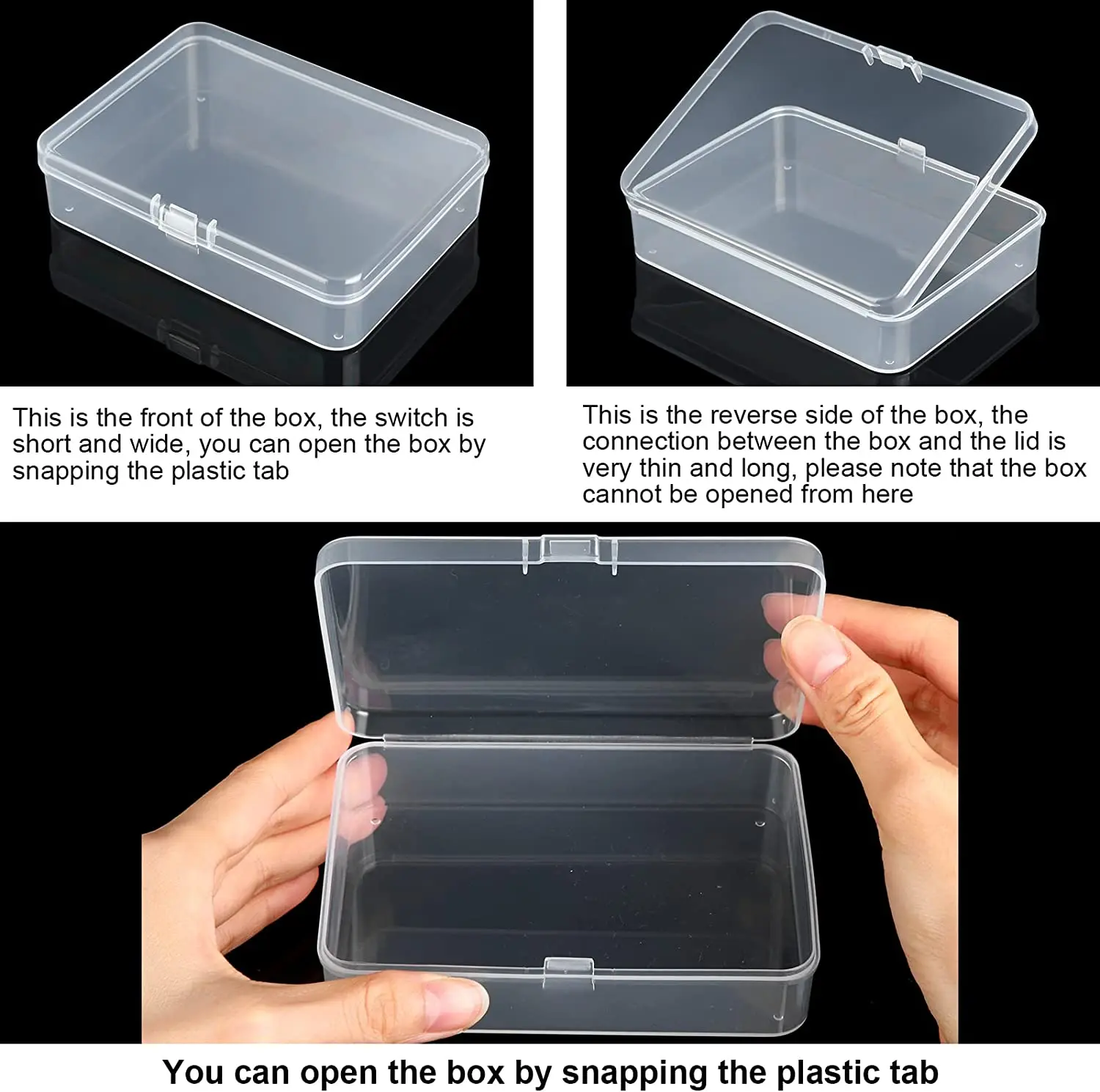 28 Pieces Mixed Sizes Rectangular Empty Mini Plastic Storage Small Clear Plastic Beads Containers Box with Hinged Lid for of Ite