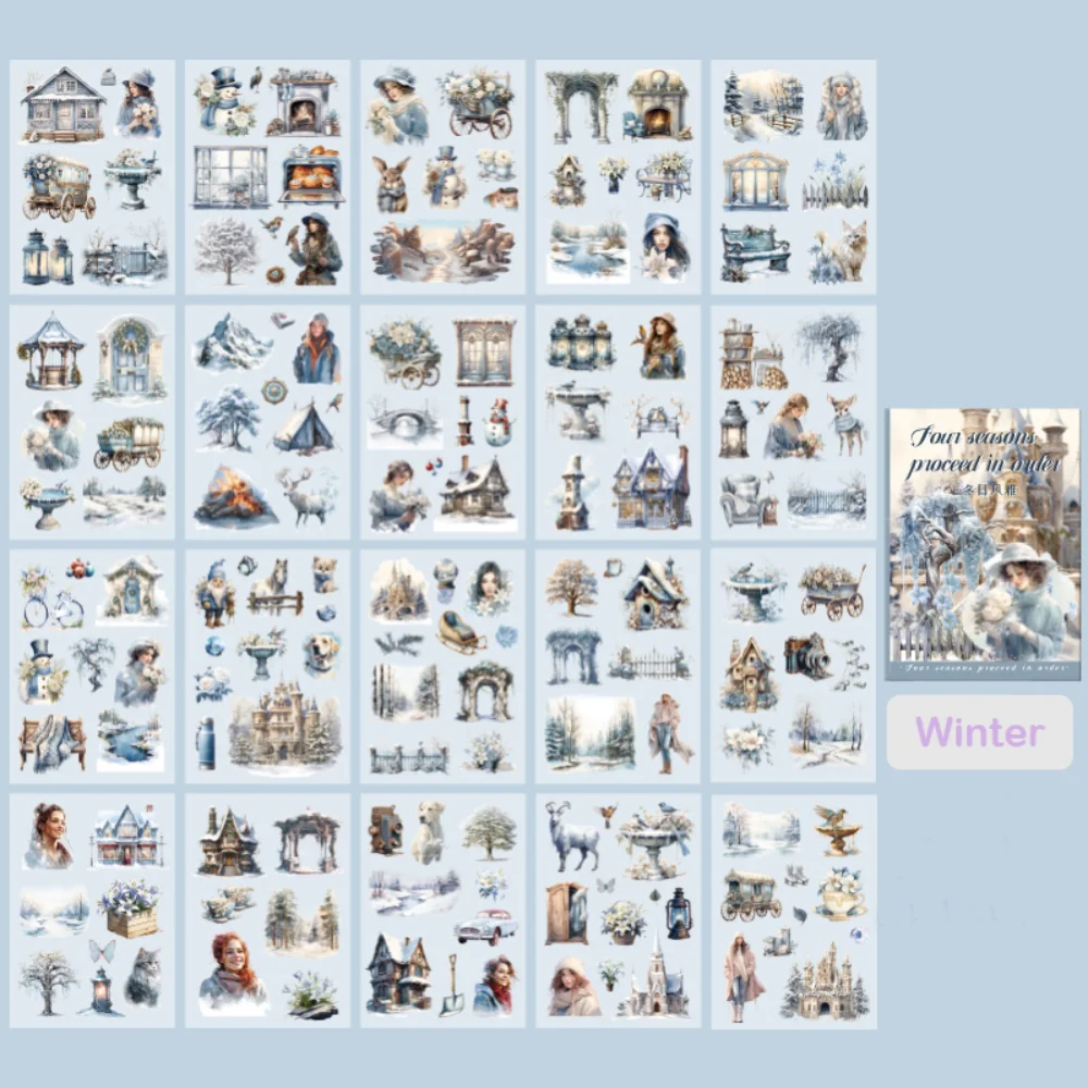 

20PCS/Set Four Seasons Scenery Scrapbooking Stickers PET Multipurpose Stationery Stickers Die cut Handbook Stickers