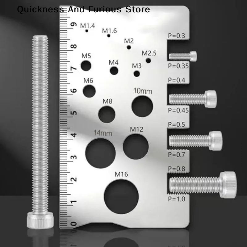 

304 Stainless Steel Screw Measuring Gauge Set - Precision Thread Pitch & Bolt Size Caliper Tool, M12 Diameter Ruler, Ideal Fat