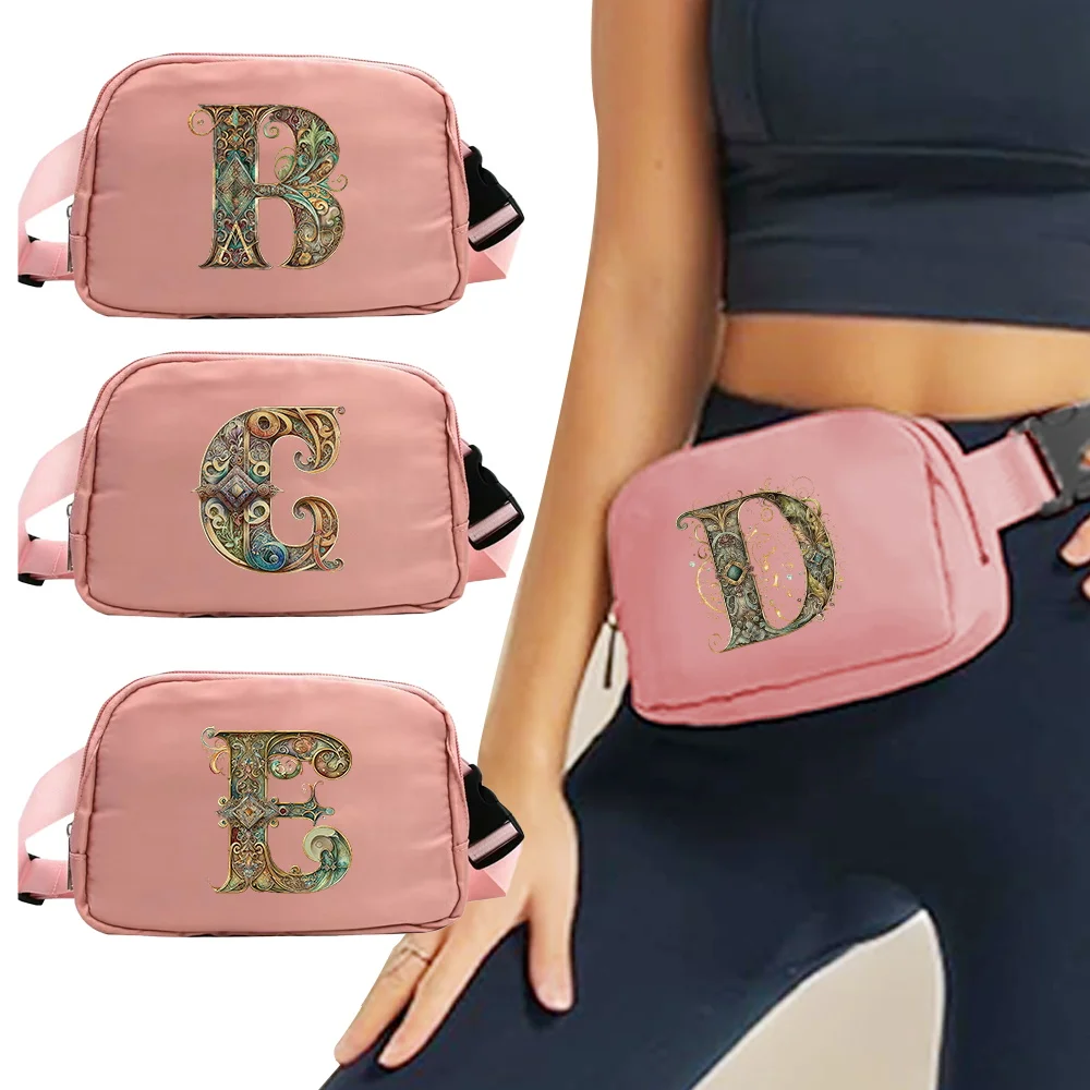 

Unisex Belt Pouch Graphic letter Pattern with Secure Zipper Durable Fabric to Withstand Regular Use During Outdoor Activities