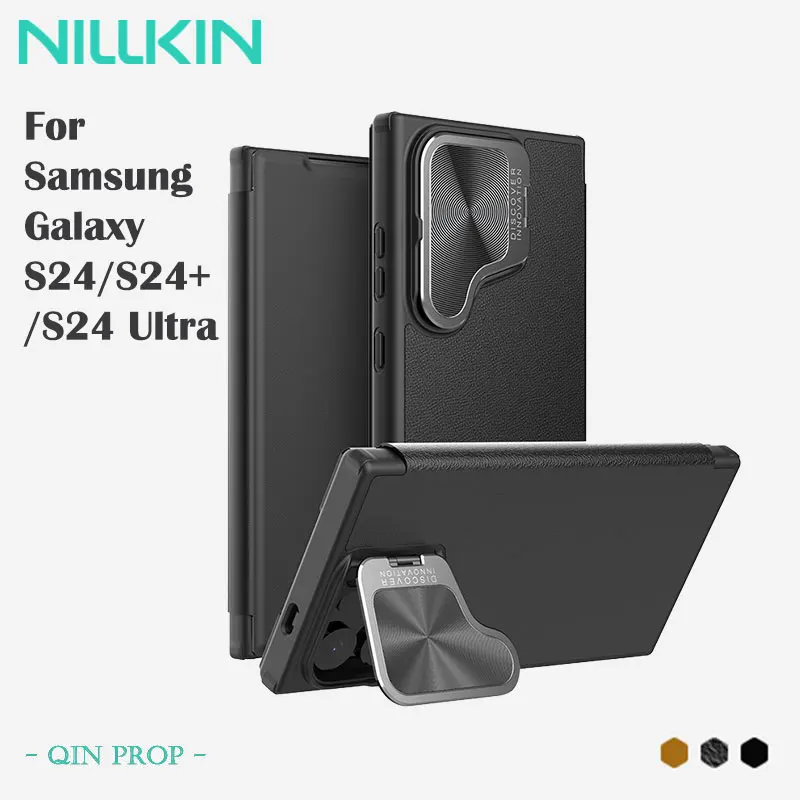 

NILLKIN Qin Prop Leather Case for Samsung Galaxy S24/S24+/S24 Ultra, Multi-Angle Stand, Built-in Card Slot, 360° Flip Protection