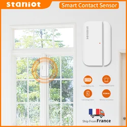 Staniot-Sensor de contacto de batería de 5 años, detectores abiertos/cerrados de puerta y ventana, 433Mhz, Sensor magnético inalámbrico para casa inteligente