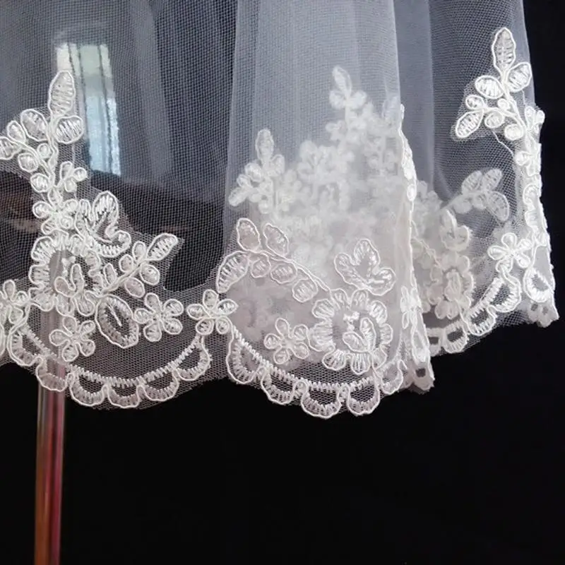 Layer One White Ivory Chapel Length Simple Elegant Wedding Veil Lace edge Bridal Accessories Veils Veu De Noiva