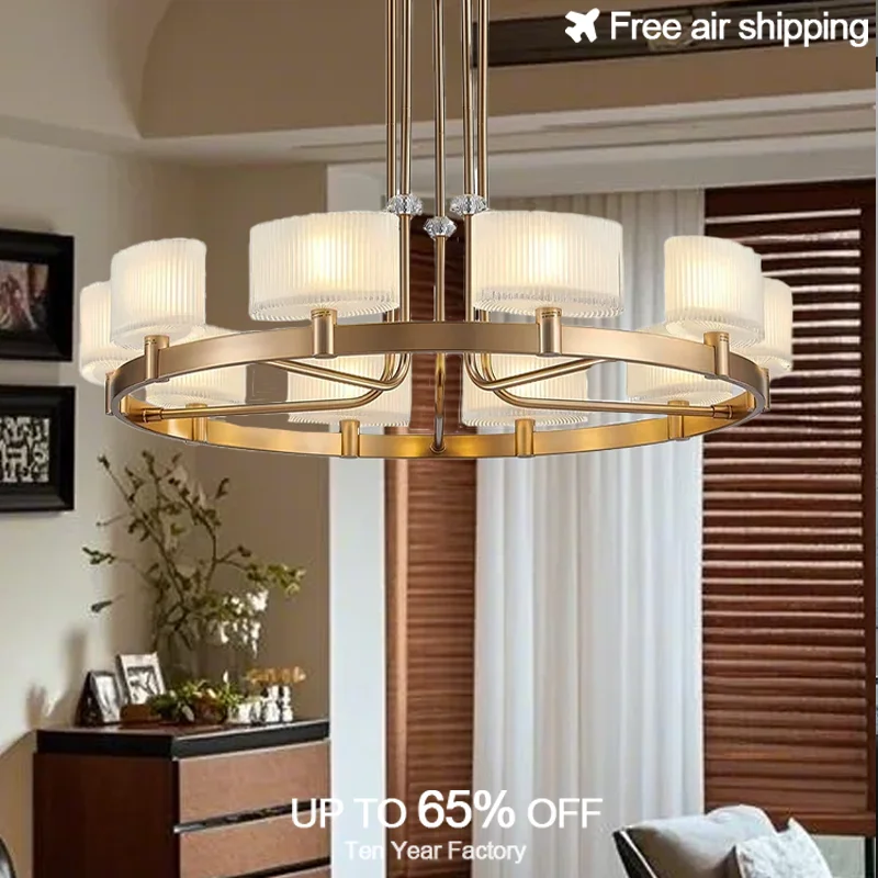 

Luxury Glass Chandelier with LED Bulbs European Style Hanging Light for Living Room Dining Room Ceiling Interior Decoration