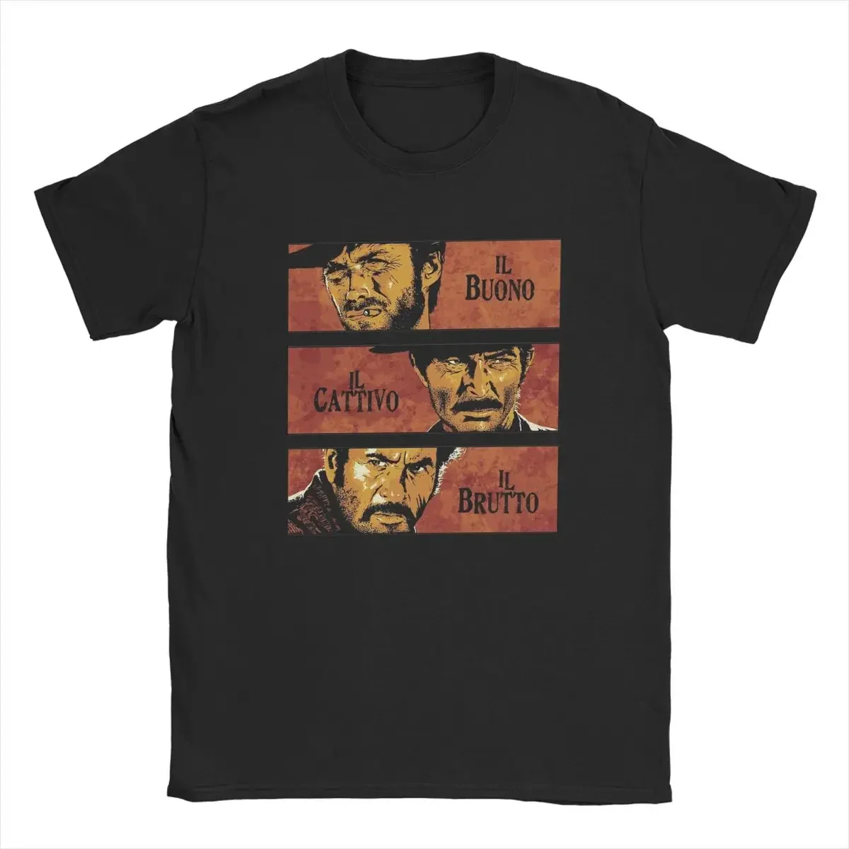 T-shirt à manches courtes et col rond pour hommes, The Good The Bad and en-ly, Angel Eyes, Cowboy 4,3 o, 100% coton, Y-Awesome