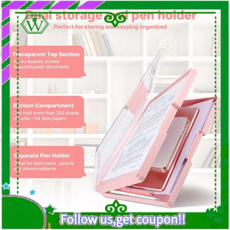Reliable-Clipboard A4 With Storage Compartment,Folder Breastfeeding Clipboards Side Opening Portable Writing Clipboard