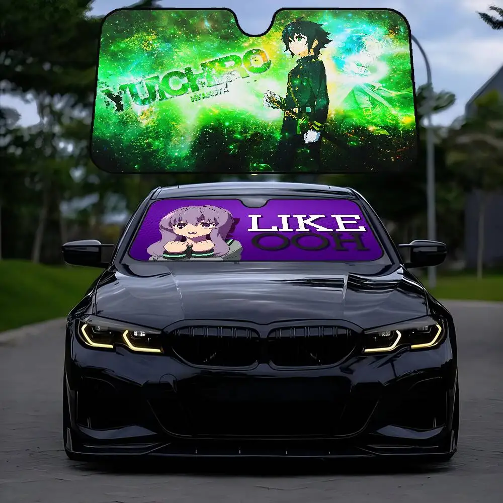 

S-Seraph Of The End Anime Cartoon Car Sun Shade Windshield Shocked Car Front Window Sunshades Cover Keep Vehicle Cool UV