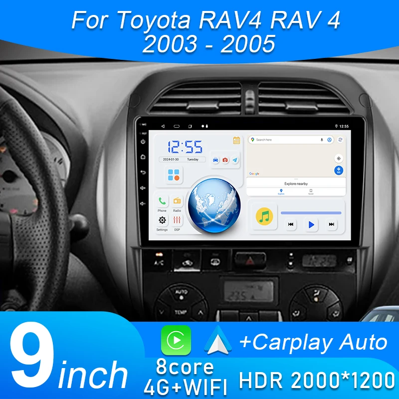 

4G WIFI For Toyota RAV4 RAV 4 2003 2004 2005 Android Auto Navigation GPS Car Radio Multimedia Video Player Stereo BT No 2din DVD