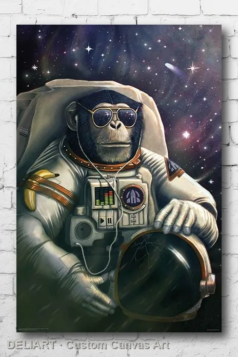 

SPACE FARER - MONKEY ASTRONAUT Canvas Poster Custom Size Available Room Decoration Home Decor Wall Art