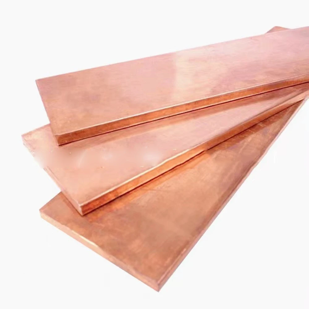 T2 Red Copper Bar / Sheet Conductive Tinning Grounding Copper Strip/ Block Drilling Customized Laser Cutting