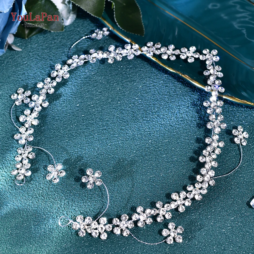 YouLaPan Bride Rhinestone Flower Headband Wedding Headpiece Women Fashion Hair Band Elegant Bohemian Handmade Accessories HP823