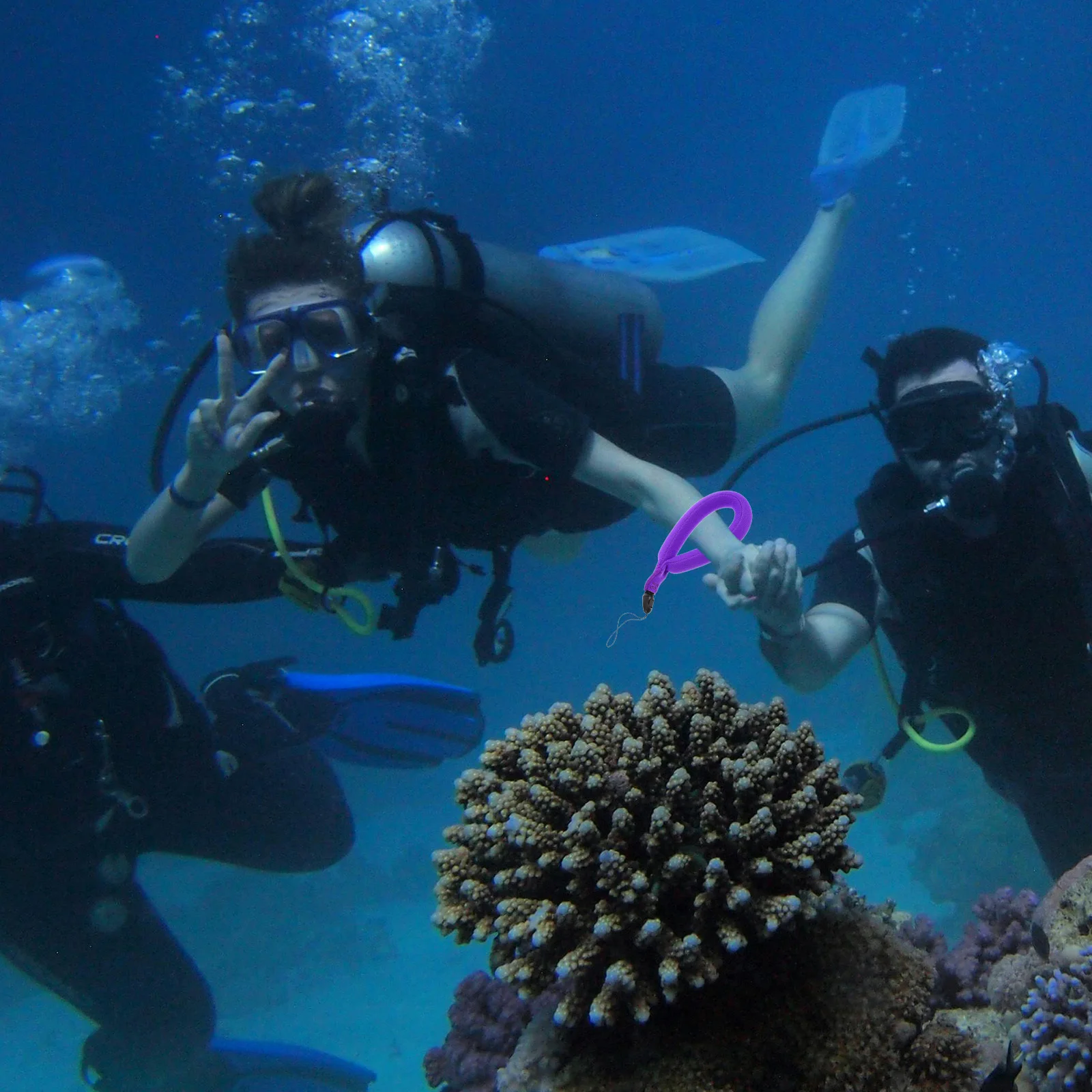 

Purple Floating Wrist Strap for Underwater Camera Phone Waterproof Neoprene Band Anti Sink Function for Scuba Diving Swimming