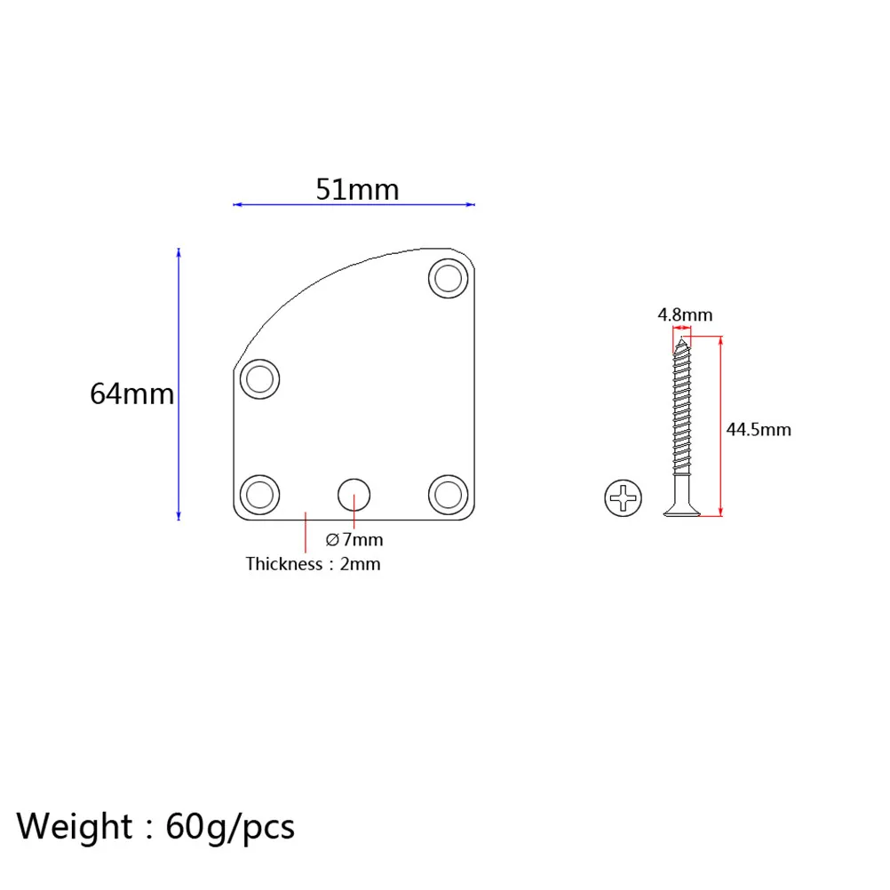 Triangle 5 Holes Electric Guitar Neck Plate Bass Neck Strength Connecting Board Joint Plate Gv110 Golden Easy Install