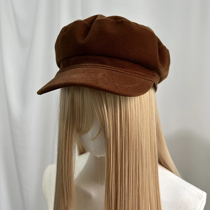 Zwart fluwelen krantenverkoper hoed met brede rand Platte matrozenpet Dames high-end look Effen kleur Marine stijl Retro cosplay hoeden