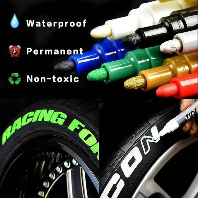 1 Piece Car Paint Pen Waterproof Car Wheel Tire Oily Painting Mark Pen Auto Rubber Tyre Tread CD Metal Permanent Paint Marker