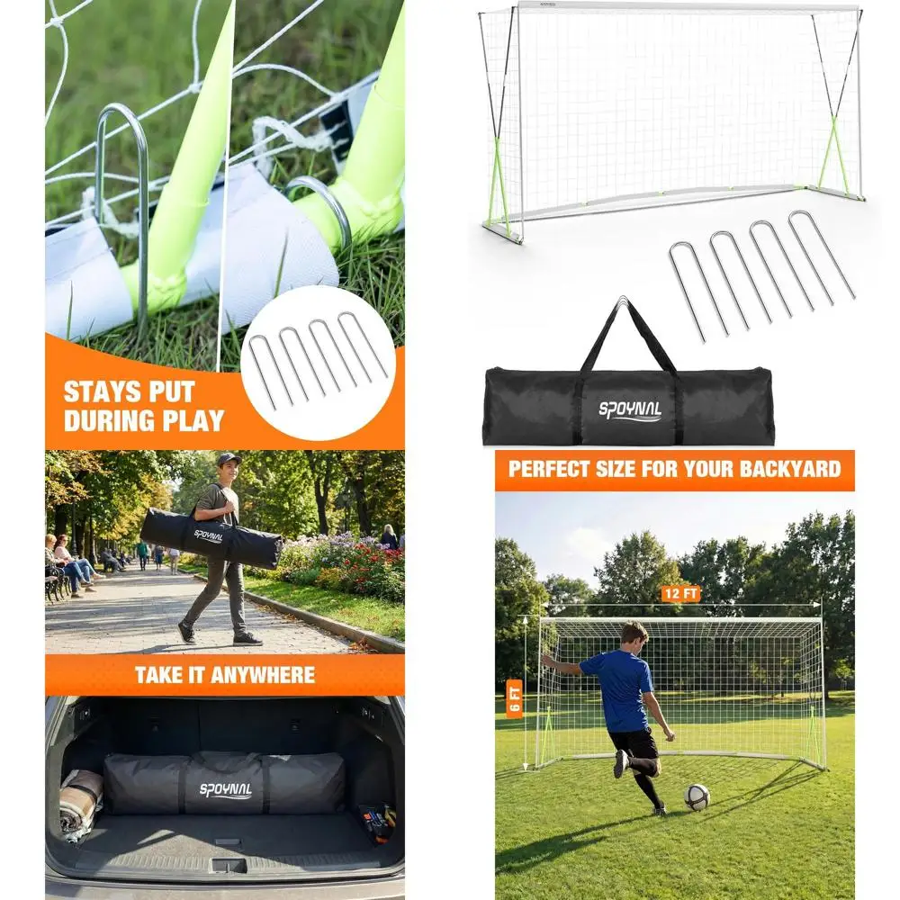 

Full-Size Portable Soccer Goal for Backyard Training, Heavy-Duty X-Frame, Suitable for Teens and Adults, All-Weather Outdoor Use