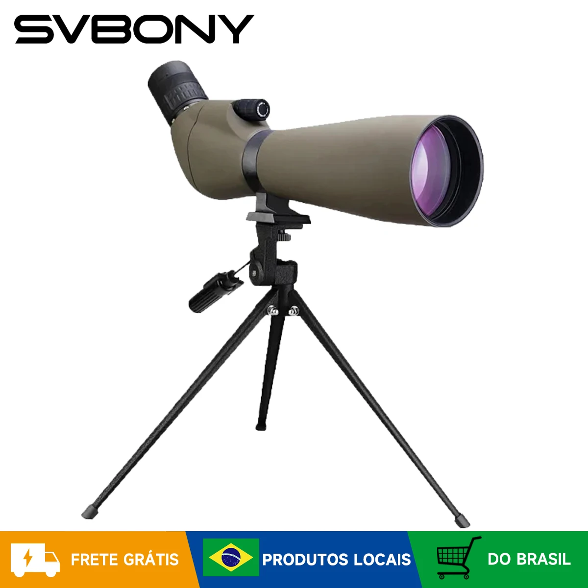 Svbony SV401 20-60x80 Spotting Scope BK7 Prata + MC Prisma IPX6 Spyglass à prova d'água com tripé Equipamento de acampamento