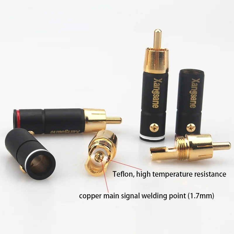 High Quality  RCA Plug Signal Line Connector 3u Gold Plated Copper DIY HiFi Audio Adapter 6mm 8mm