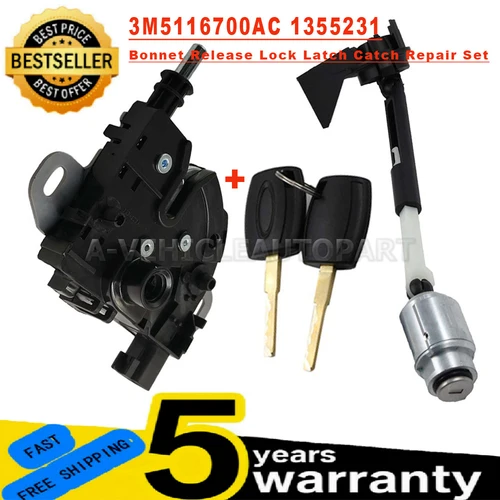 1 Juego nuevo 1355231 3M5116700AC 4895285 para Ford Focus MK2 capó bloqueo de liberación pestillo juego de reparación 2004-2012 accesorios de coche