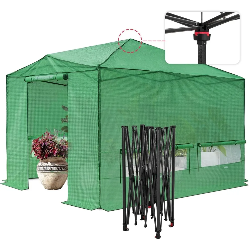 

Eagle Peak Quick Setup Greenhouse for Indoor and Outdoor Plant Growth, Featuring Roll-Up Doors and Side Windows for Easy Access