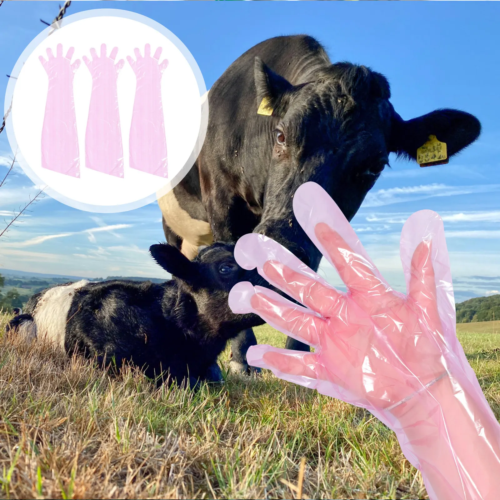 

50Pcs Disposable Gloves Artificial Long Arm Protectors Sanitary Veterinary Midwifery Farm Plastic Gloves