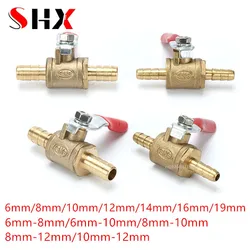 6mm-19mm Pneumatic Connector handle Hose Reducer Barb Inline Brass Water Oil Air Gas Fuel Line Shutoff Ball Valve Pipe Fittings