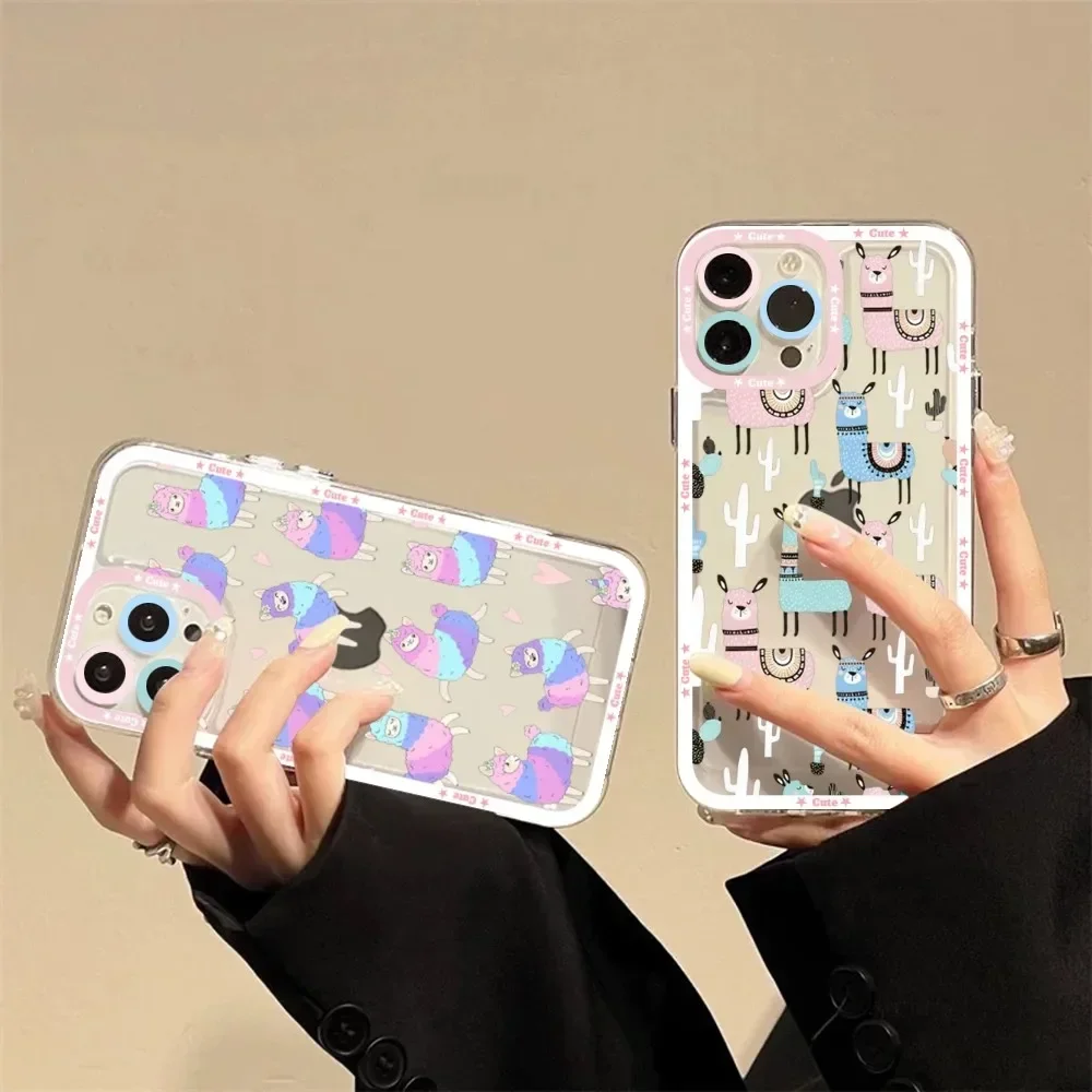 

Kawaii Cute Llama Alpaca Animals Cartoon Colorful Phone Case For Redmi 7 8 9 A For Redmi Note 5 7 8 9 10 11 Pro Max 4G 5G Funfas