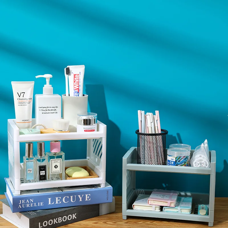 

Double-layerStorageRack ForDormitory DesktopClutter OrganizationHousehold Kitchen And BathroomStorage RackCosmeticsStorage Shelf