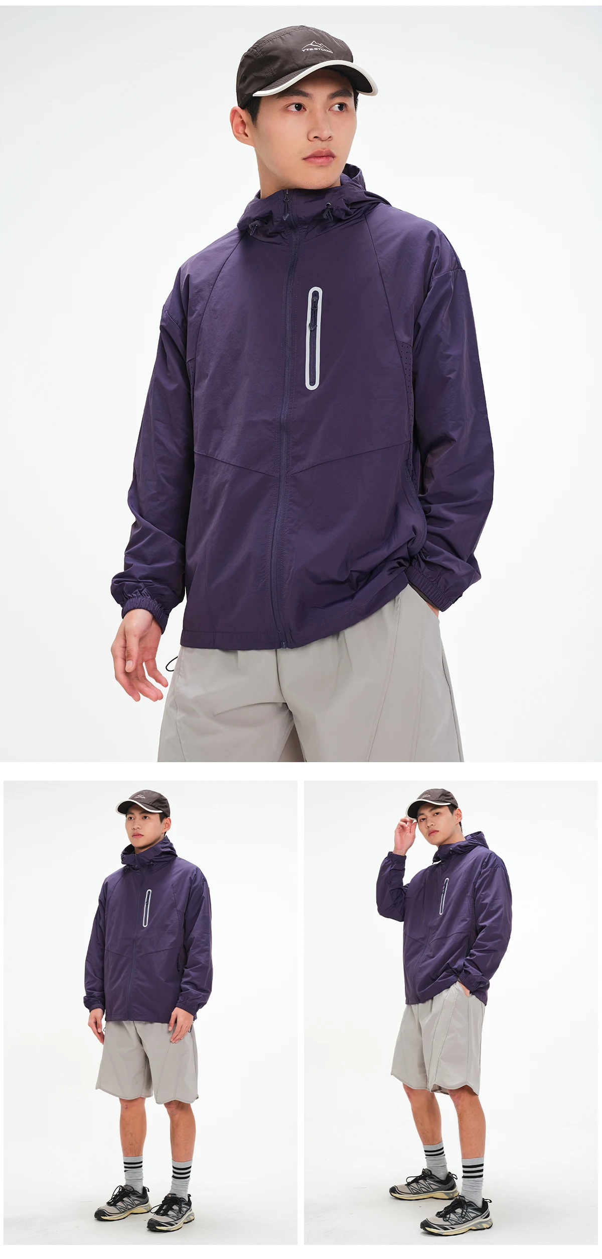 Summer Men Jacket Underarm Mesh Breathable Coat UPF 100+UV Skin Protective Jacket Women Reflective Strips Hiking Camping Jacket