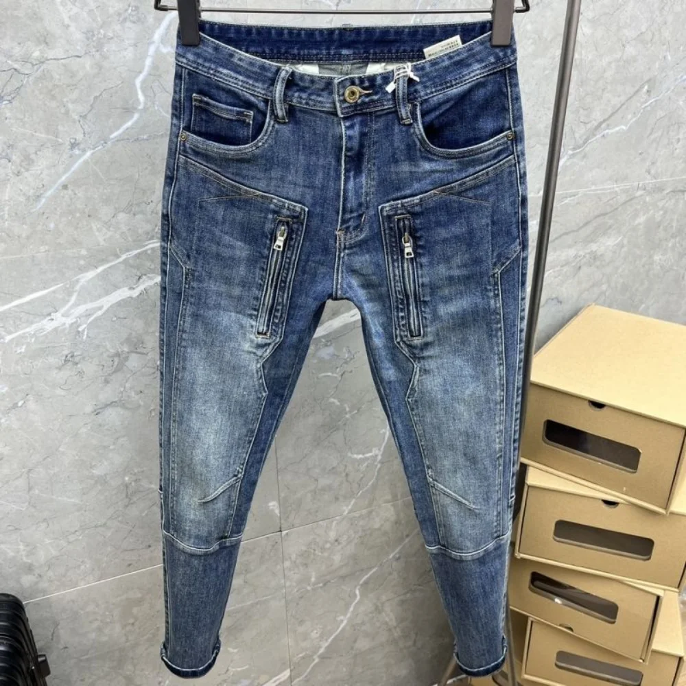 Fashion Designer Men Jeans Retro Stretch Slim Fit Painted Ripped Jeans Men Korean Style Vintage Casual Denim Pants cargo pants
