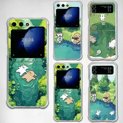 Funny Cute Puppy Swimming Phone Case for Samsung Galaxy Z Flip 3 4 Z Flip 5 6 Z Fold 4 5G PC Soft Anti-fall Back Cover