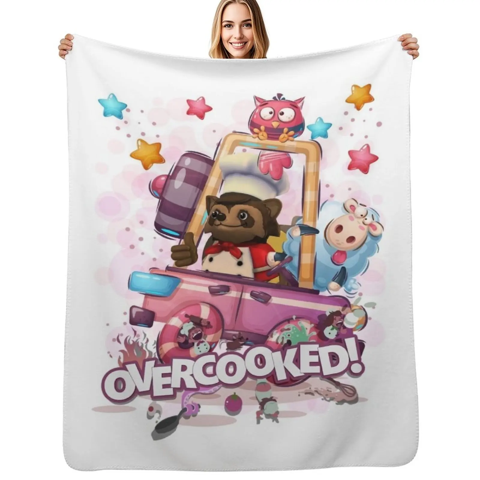 

Overcooked Chef RACCOON Throw Blanket Decorative Beds Furrys Shaggy Furry Blankets