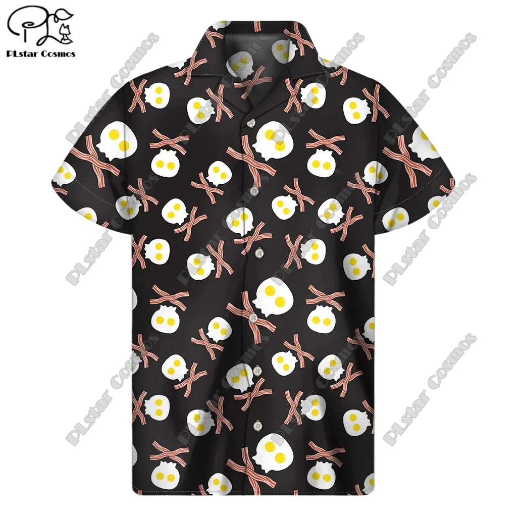 PLstar Cosmos impressão 3D 2023 camisa dos homens de verão novo camisa de manga curta horror caveira rua solta 5XL camisa de design série 5