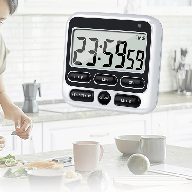 367A Electronic Kitchen Timer LCD Display Large Screen Electronic Timer Positive Negative Baking Timer Reminder Timing Alarm