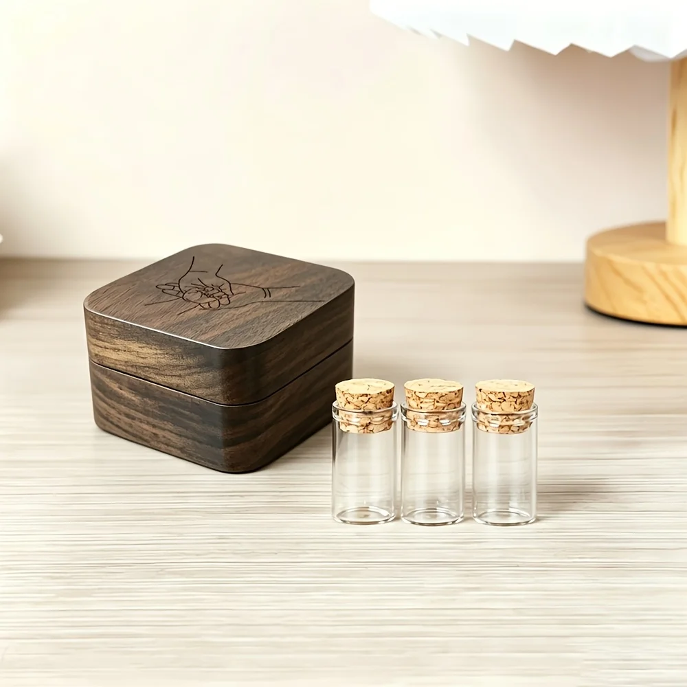 2D Wooden Storage Box Set Small Large Hands Pattern Hospital Tags Tooth Fairy Umbilical Cord Fetal Hair Souvenir Boxes Portable